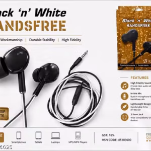 Premium Black & White Wired Handsfree