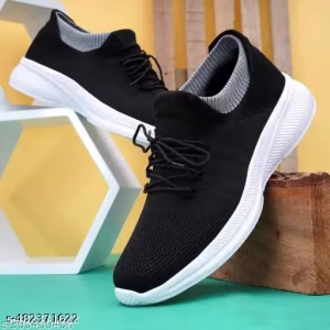 Mens Black Latest Stylish Sports Shoes