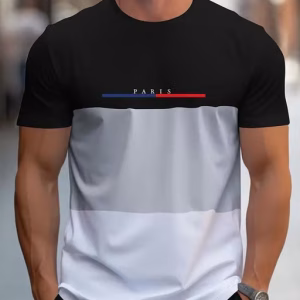Men's Color Block Pattern Fashion T-shirt